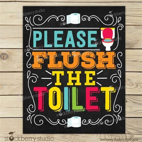 Flush the Toilet Sign Printable Kids Bathroom Art Flush