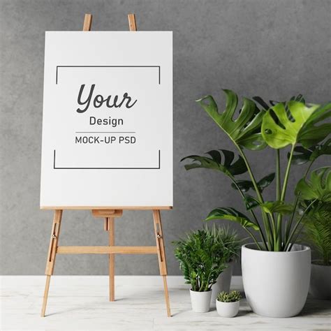 Premium PSD | Photo frames mockup on a wooden easel | Frame mockups, Creative poster design ...