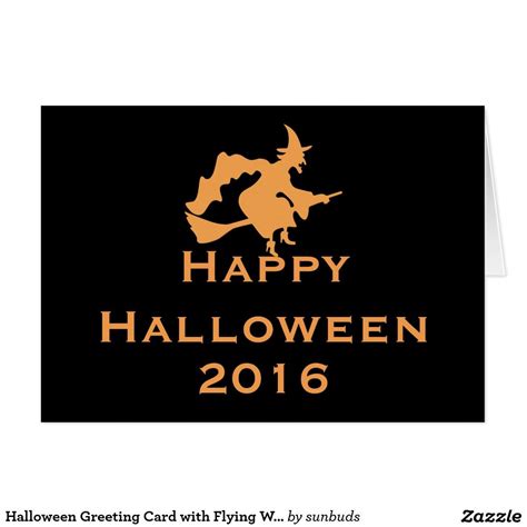 Halloween Greeting Card with Flying Witch | Halloween greeting card, Custom holiday card, Cards