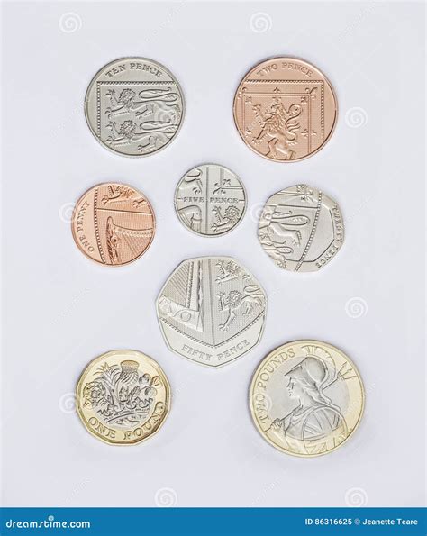 Set of British Coins with the 2017 New Pound Coin Design Stock Image ...