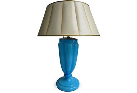 French Blue Opaline Glass Table Lamp | Glass table lamp, Lamp, Table lamp