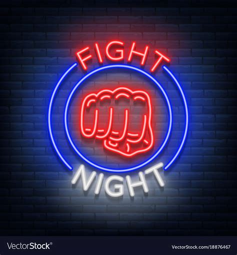 Fighting night logo neon sign isolated Royalty Free Vector