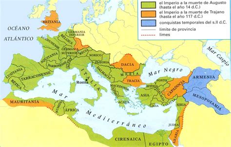 Mapa del Imperio Romano en el siglo II. Entrada "El imperio romano" (6-11-16). Enlace: http ...