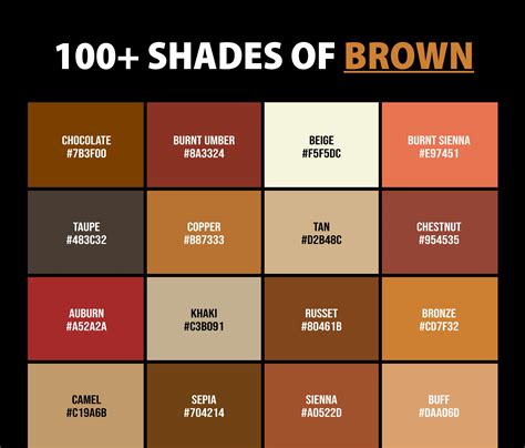 100+ Shades of Brown Color (Names, HEX, RGB & CMYK Codes) – CreativeBooster