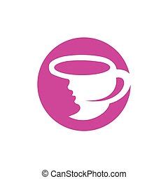 Coffee cup with women face logo vector. coffee shop logo design. Coffee shop logo design. | CanStock