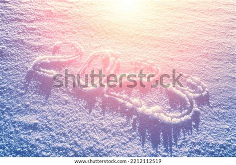 Number 2023 Written Snow Illuminated By Stock Photo 2212112519 ...