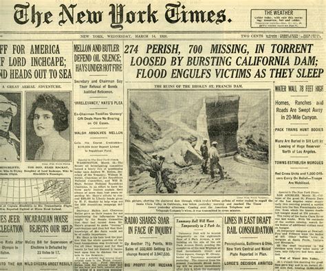 New York Times: 274 Perish, 700 Missing, 3-14-1928.