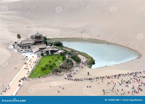 Mingsha Shan Mountain & Crescent Lake at Dunhuang, China Editorial Image - Image of ride ...