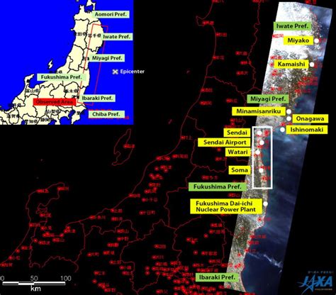 Areas damaged by the tsunami along the Tohoku-Kanto Pacific coast. An ...