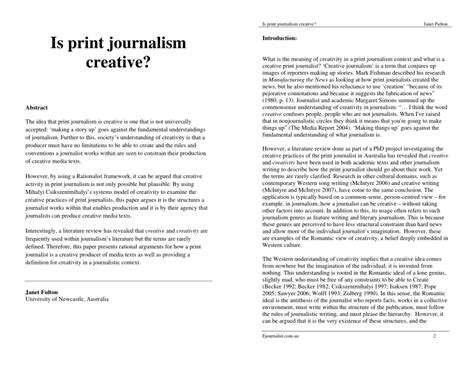 (PDF) Is print journalism creative?