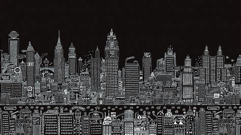 City illustration collage, digital art, city, dark background, simple ...