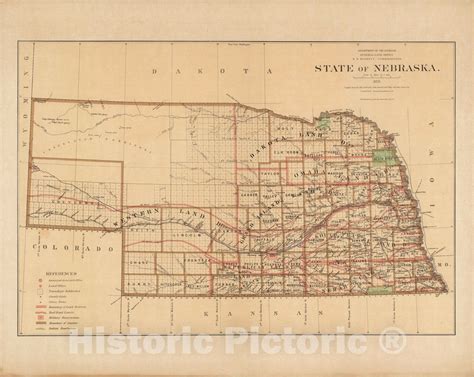 Historic Map : State of Nebraska 1876 - Vintage Wall Art | Nebraska ...