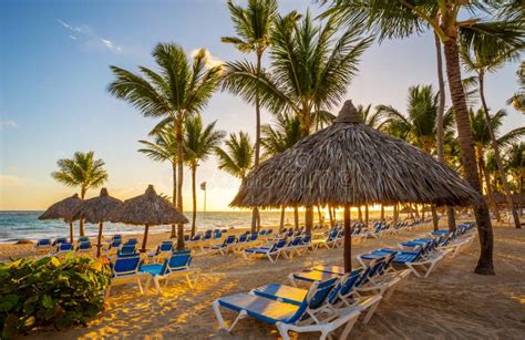 Tropical Beach Resort at Sunrise in Punta Cana, Dominican Republic ...