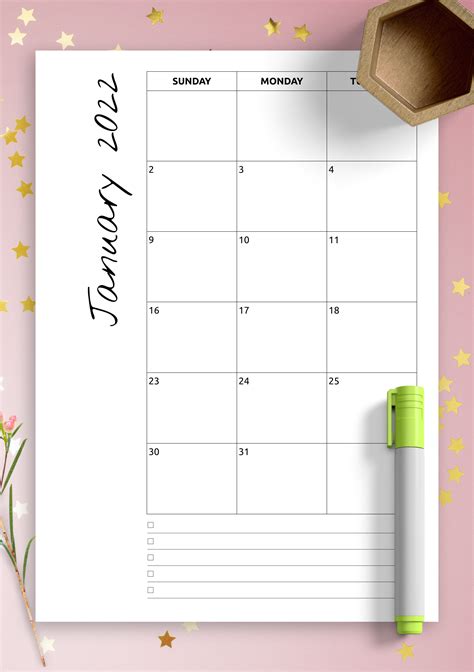 2024 Printable Monthly Calendar With Notes - 2024 CALENDAR PRINTABLE