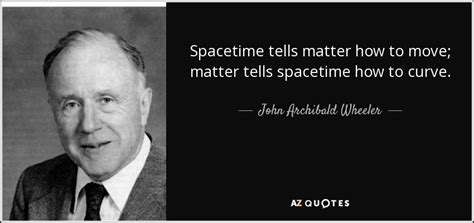 John Archibald Wheeler quote: Spacetime tells matter how to move; matter tells spacetime how...