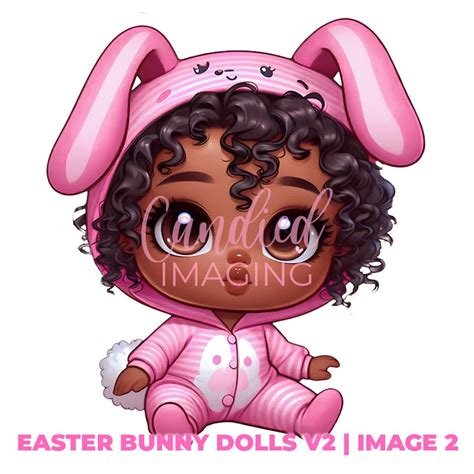 Easter Bunny Dolls Airbrushed Clip Art Bundle, Cute Easter Bunny Child Clip Art Transparent ...
