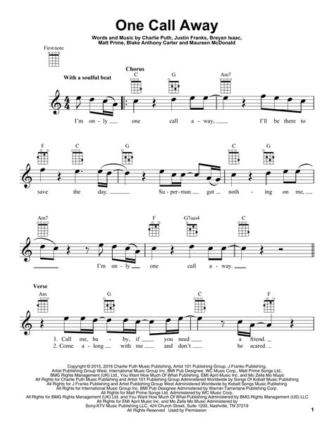 One Call Away | Sheet Music Direct