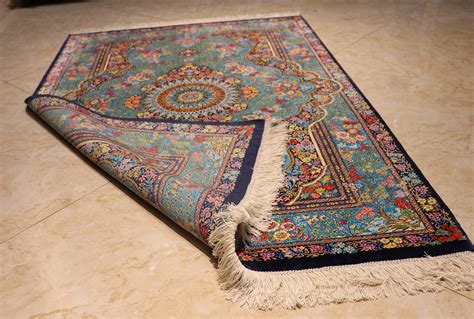 Complete Silk Carpet, Lachak Toranj, 150 × 100, Blue, Qom, Iran | Taha ...