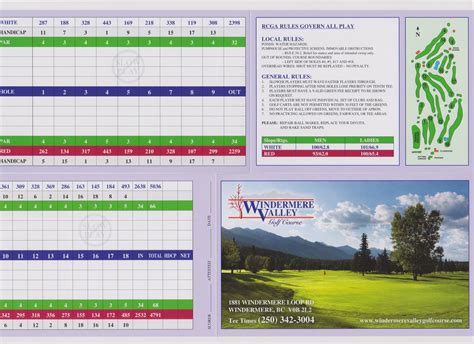 Scorecard - Windermere Valley Golf Course