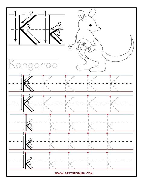 Tracing Letter K Worksheets | TracingLettersWorksheets.com