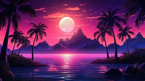 Premium AI Image | aesthetic synthwave wallpaper