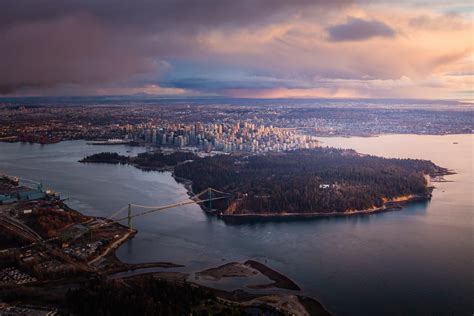 Vancouver Skyline Aerial Sunset - Toby Harriman