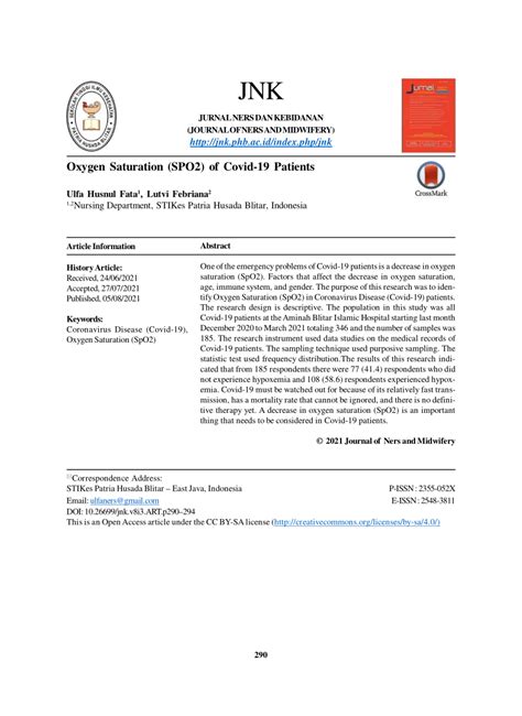 (PDF) Oxygen Saturation (SPO2) in Covid-19 Patients