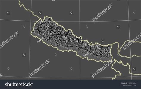 Nepal Area Map Azimuthal Equidistant Projection Stock Illustration ...