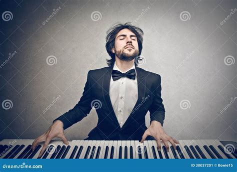 Man Playing The Piano Stock Image - Image: 30037201