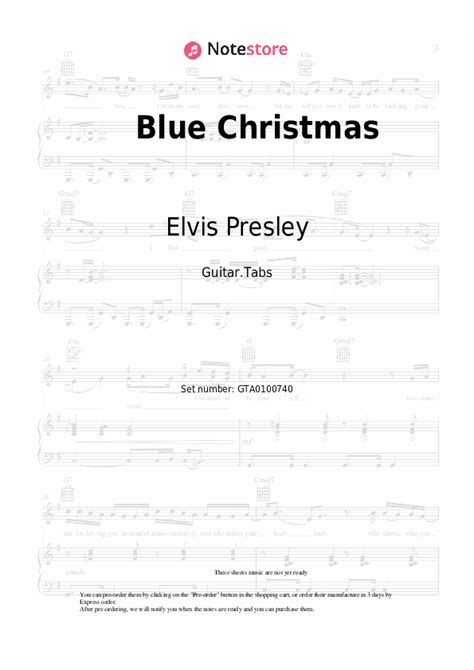 Elvis Presley - Blue Christmas guitar chords and tabs in Note-Store.com ...