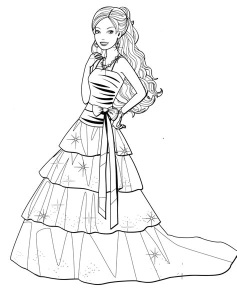 Fashionable Dress Coloring Pages Pdf To Print - Coloringfolder.com | Barbie coloring, Fashion ...