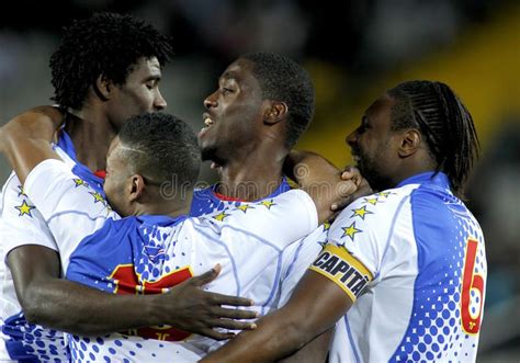 Cape Verdean players celebrating goal. During the friendly match ...