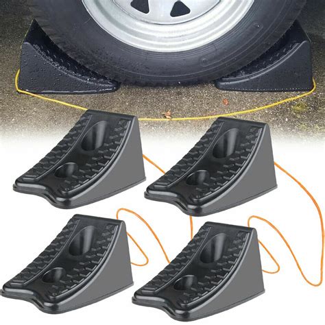 4 Pack Wheel Chocks Trailer Camper Tire Stopper RV car stopper Block plastic | eBay