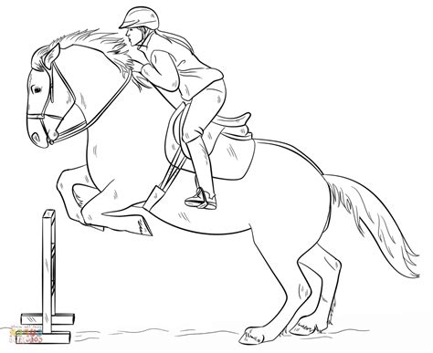 Coloring Pages Horses Jumping