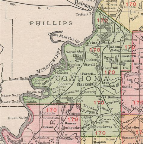 Coahoma County, Mississippi, 1911, Map, Rand McNally, Clarksdale, Jonestown, Mattson