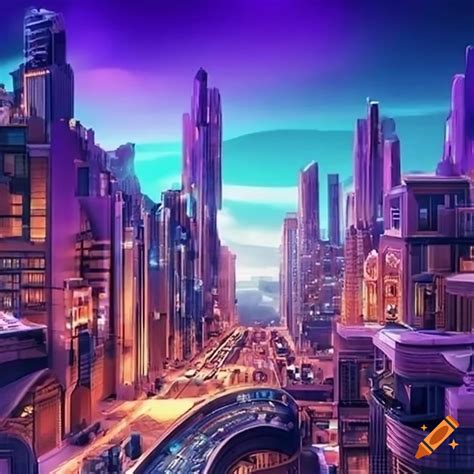 Concept art of futuristic cities on Craiyon