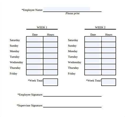 Printable Clock In And Out Sheet