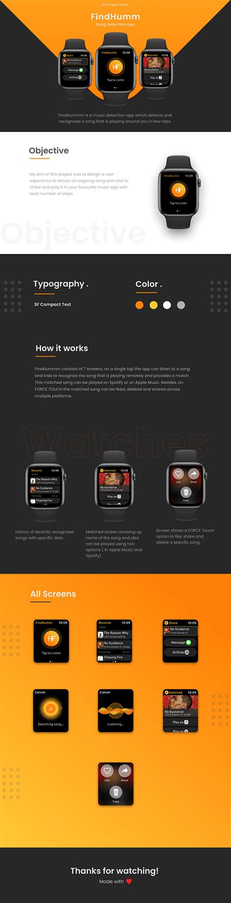 Music detection app for Apple watch :: Behance