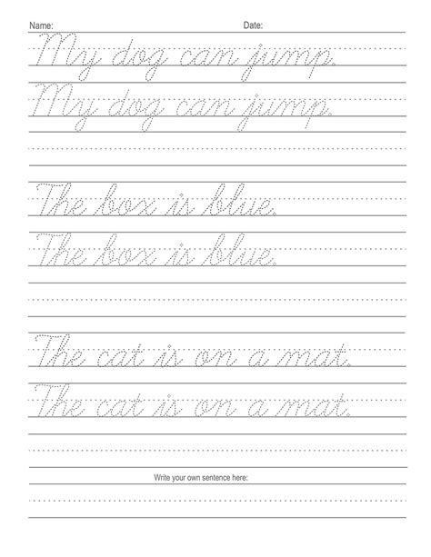 Cursive Writing Sentences Worksheets Pdf And Cursive | Cursive writing ...