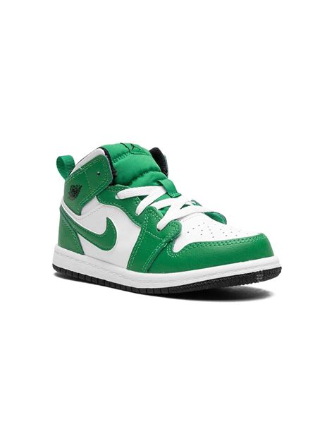 Jordan Kids Air Jordan 1 Mid "Lucky Green" Sneakers | White | FARFETCH