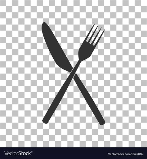 Fork and knife sign dark gray icon on transparent Vector Image