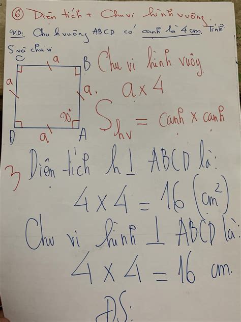 Công thức cách tính diện tích và chu vi hình vuông - Sáng tạo xanh