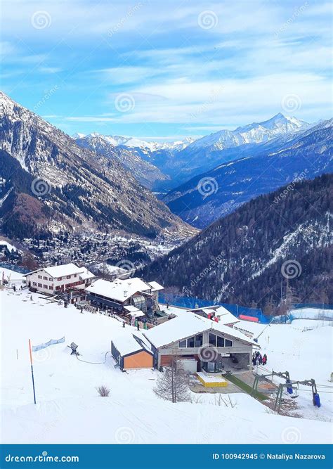 Ski Slopes of Courmayeur Ski Resort, Italy Stock Image - Image of aosta, snow: 100942945