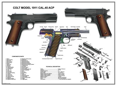 Poster 13''x19 U.s.army Colt 1911 Cal .45 ACP Manual Exploded Parts Diagram WW2 - Etsy