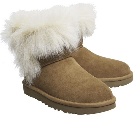 UGG Milla Fur Cuff Boots in Brown - Lyst