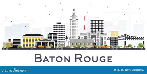 Baton Rouge Louisiana City Skyline with Color Buildings Isolated Stock ...