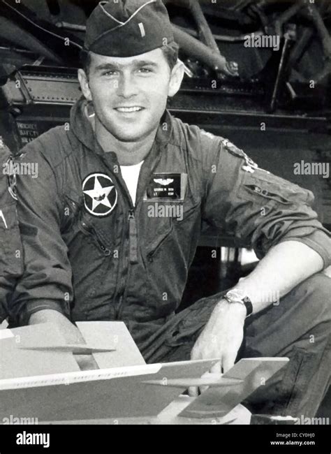 President George W Bush in his flight suit during service in the Texas Air National Guard. 1st ...