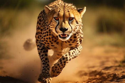 Cheetah running in the sand in the Kruger National Park, South Africa ...