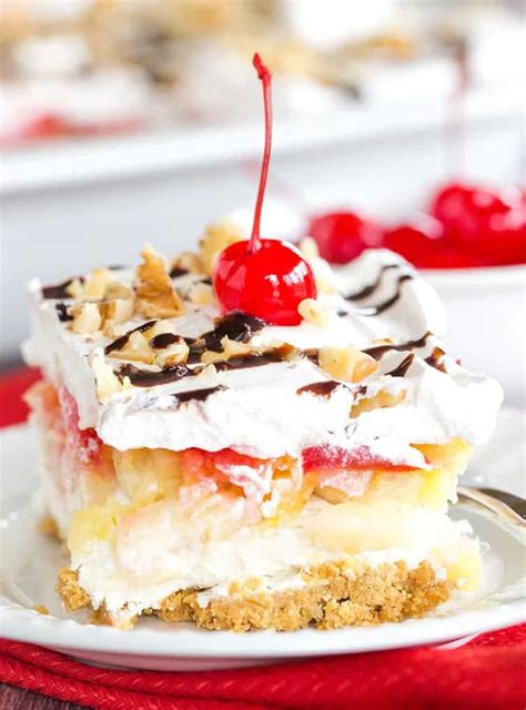 No Bake Banana Split Dessert | Brown Eyed Baker