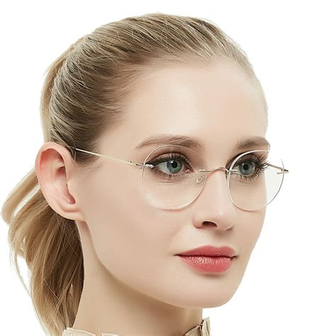 Spectacle Frame Eyeglasses Women Men Computer Optical Prescription Male Titanium Rimless Clear ...